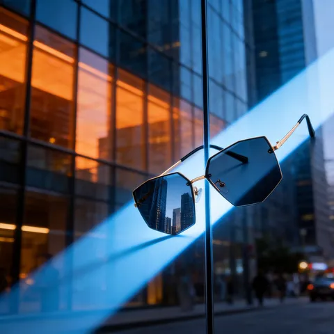 Gafas De Sol Poligonales Sin Montura Mujeres Hombres Marco Metal Geométrico Lentes Degradadas UV400 Moda