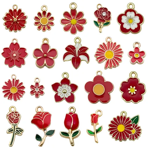 Zinklegierung Öltropfen Blumen Charms Gemischte Florale Pendants DIY Schmuckherstellung Funde Armband Halskette Schlüsselanhänger Pack