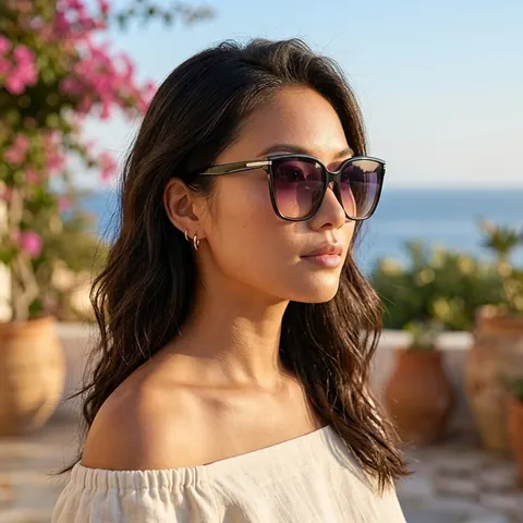 Lunettes De Soleil Carrées Surdimensionnées Protection UV400 Monture PC Verre AC Style Vintage Rétro Pour Hommes Femmes
