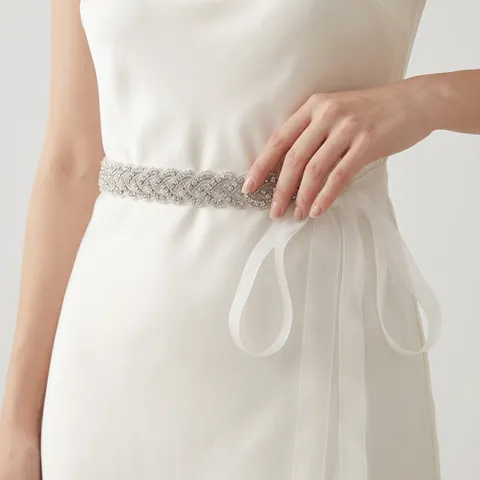 Handmade Rhinestone Bridal Sash Belt Sparkling Crystal Wedding Dress Accessories Satin Ribbon Waist Decor For Women Evening Party
