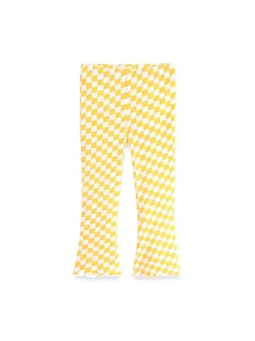 Mädchen Karierte Gerippte Schlaghose Baumwolle Harlekin Muster Leggings Elastische Taille Frühling Herbst
