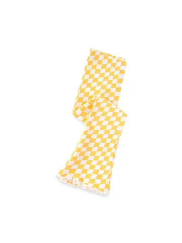 Mädchen Karierte Gerippte Schlaghose Baumwolle Harlekin Muster Leggings Elastische Taille Frühling Herbst