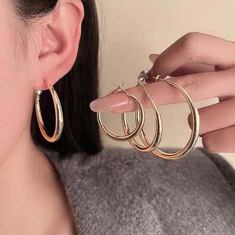 Minimalistische Metall Ohrreifen Mit Kupfer Ohrstecker Geometrischer Kreis Schmuck Für Damen Täglich High End Stil