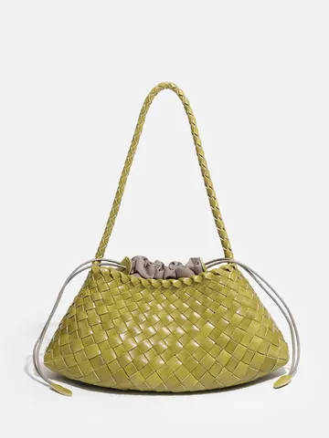Geflochtene Umhängetasche PU Leder Intrecciato Handgewebte Hobo Handtasche Kordelzug Innentasche Urbane Mode Für Damen