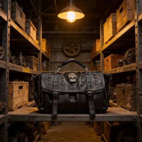 Borsa A Spalla Da Donna Stile Punk Pelle PU Teschio Rivetto Gotico Moto Borsa A Mano Borsa A Tracolla Moda Retrò