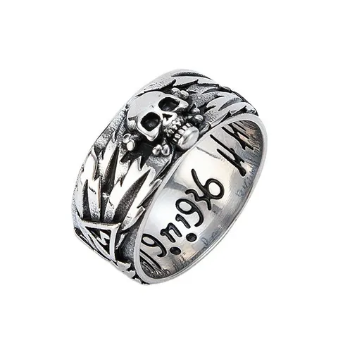 Anello in Acciaio Inossidabile Vintage con Teschio e Croce per Uomo Donna Anello a Fascia Gotico Punk Distressed Gioielli