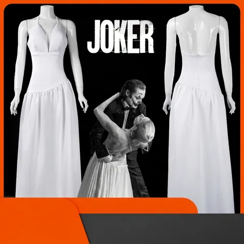 Women White Halter V-Neck Backless Pleated Maxi Dress Elegant Sleeveless Floor Length Evening Gown For Movie Character Cosplay Party
