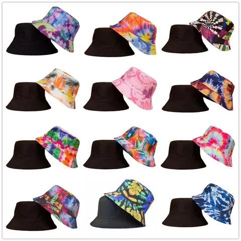 Chapeau Bob Réversible Imprimé Tie Dye Protection Solaire Double Face Pour Hommes Femmes Outdoor Décontracté Été Chapeau de Pêcheur