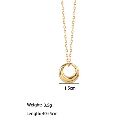 Round Ring Pendant Necklace Minimalist Stainless Steel Geometric Jewelry For Women Trendy Clavicle Chain