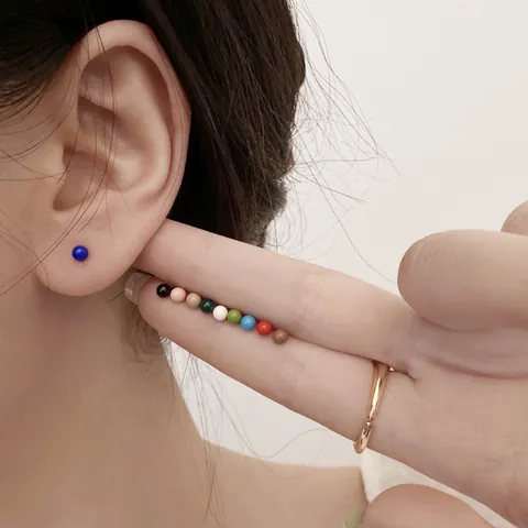 Mini Kugel Ohrstecker Mit 925 Sterling Silber Ohrstecker Bunte Bonbon Perlen Schmuck Für Frauen