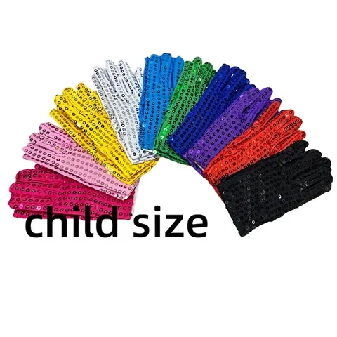 Sequin Performance Gloves Kids Sparkly Dance Stage Costume Party Accessories Full Finger Elastic For Boys Girls