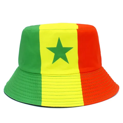Haiti Coat Of Arms Printed Cotton Bucket Hat Reversible Sun Protection Outdoor Casual Fishing Cap For Men Women