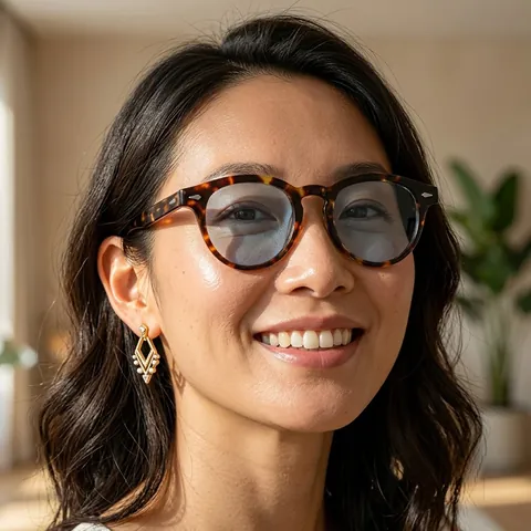 Lunettes De Soleil Rondes Rétro Hommes Femmes Protection UV Monture PC Verre AC Vintage Rivet Métallique Décoratif Mode Voyage