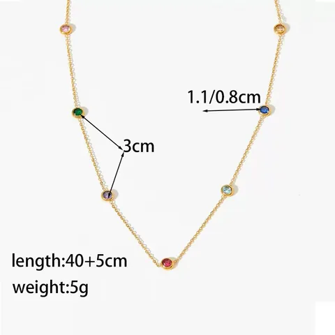 Stainless Steel Necklace Bracelet For Women Colorful Zircon Gold Plated Fine Chain Adjustable Jewelry Elegant Fashion