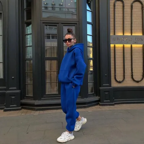 Γυναικεία Casual Fleece Φούτερ Με Κουκούλα Και Παντελόνι Jogger Oversized Drop Shoulder Τοπ Και Παντελόνι Φόρμας Αθλητική Streetwear Φόρμα