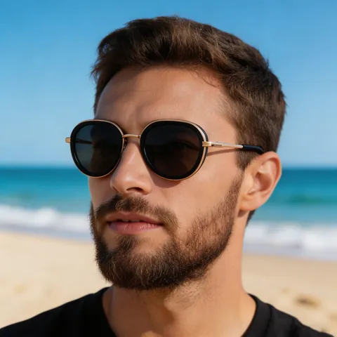 Lunettes De Soleil Ovales Homme Rétro Punk Monture Plastique Métal Protection UV400 Mode Extérieur