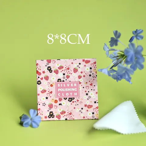 Silver Polishing Cloth Jewelry Cleaning Maintenance Tool Microfiber Fabric Square Portable Pink Floral Reusable Soft