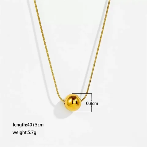 Minimalist Round Bead Pendant Necklace Polished Titanium Stainless Steel Elegant Snake Chain Fashion Jewelry For Women