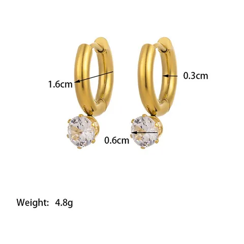 Französische Creolen Aus Titanstahl Mit Rundem Funkelndem Zirkonia Minimalistischer Modeschmuck Für Damen