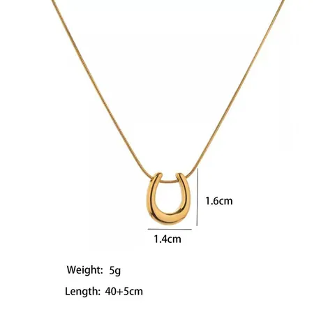Collar Con Colgante De Herradura En Forma De U Acier Titane Cadena De Serpiente Joyería De Moda Minimalista Elegante Para Mujer