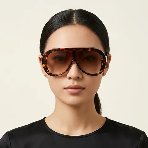 Oversized Shield Zonnebril PC Frame Lens Uit Eén Stuk UV400 Retro Punk Brillen Voor Dames Heren