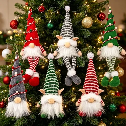 Light Up Christmas Gnome Ornaments Sequined Hat Plush Dwarf Tabletop Decor Festive Dwarf Doll Home Party Atmosphere