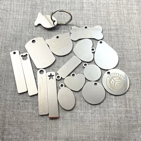 Roestvrijstalen Blanco Identificatiepenningen Voor Huisdieren Voor DIY Lasergraveren Metalen Sleutelhanger Anti-verlies Naamplaatjes Honden Katten