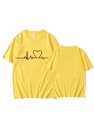 Unisex Casual Baumwolle T-Shirt Einfach Herz Linie EKG Grafikdruck Rundhals Kurzarm Sommer Mode Grafik Tee Top