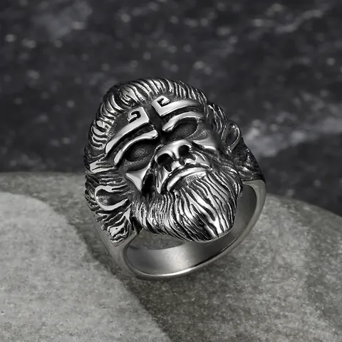 Retro Punk Affenkönig Edelstahl Ring Für Herren Mythologische Sun Wukong Charakter Verwittert 3D Relief Band Ring Schmuck Geschenk