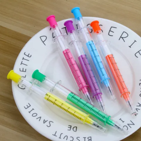 Bolígrafo de Gel Creativo con Forma de Jeringa Novedad Aguja de Inyección Papelería Bolígrafos de Escritura para Estudiantes Regalo