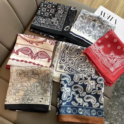 Vintage Paisley Druck Satin Quadrat Schal Für Damen Elegant Seidenähnlich Halstuch Taille Gürtel Tasche Dekor Mode Accessoire