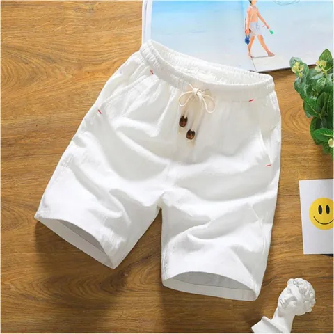 Pantaloncini Uomo Casual in Misto Cotone Effetto Lino Estivi Spiaggia Traspiranti Vestibilità Larga Vita Elastica Coulisse Pantaloncini Sportivi