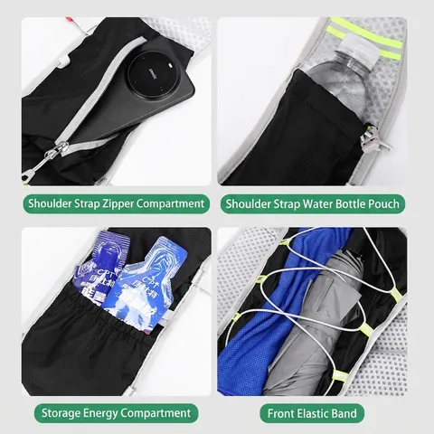 Sac à Dos de Course Léger Style Gilet pour Hommes et Femmes Sports de Plein Air Marathon Cyclisme Randonnée Sac d'Hydratation Avec Bandes Réfléchissantes