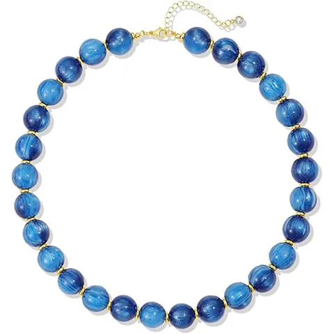 Bohemian Multi Color Resin Beaded Necklace For Women Fashion Exaggerated Marble Texture Geometric Beaded Choker Jewelry Gift