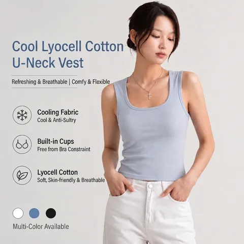 Tencel Lyocell Kühlendes Camisole Mit Integriertem BH Für Damen Geripptes Ärmelloses Tank Top Sommer Atmungsaktive Slim Fit
