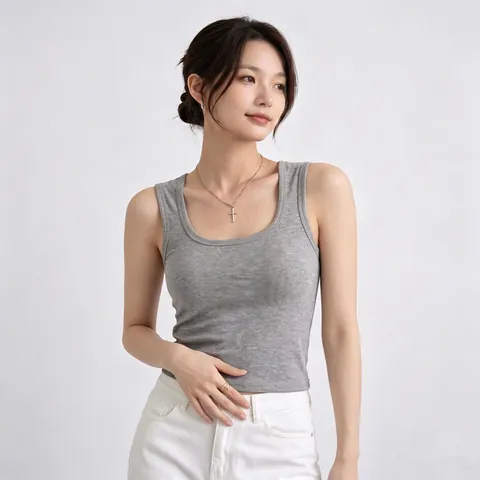 Tencel Lyocell Kühlendes Camisole Mit Integriertem BH Für Damen Geripptes Ärmelloses Tank Top Sommer Atmungsaktive Slim Fit