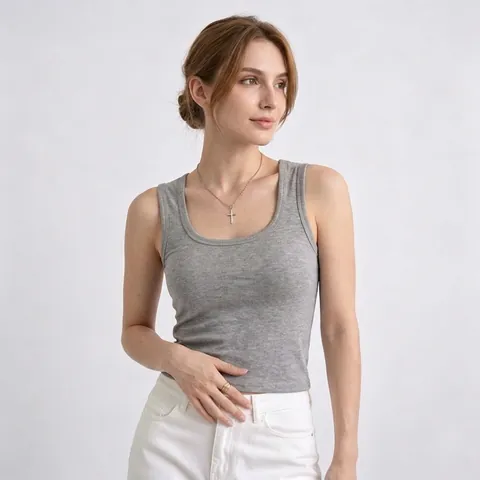 Tencel Lyocell Cooling Camisole With Built-in Bra For Women Ribbed Sleeveless Tank Top Summer Breathable Slim Fit Wide Strap