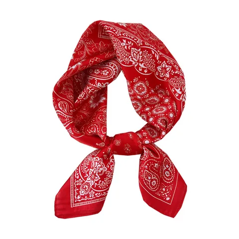 Vintage Paisley Printed Satin Square Scarf For Women Elegant Floral Striped Small Neck Tie Hair Band Headwrap Decor