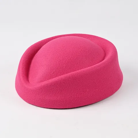 Cappello Pillbox in Acrilico Hostess Stewardess Berretto Vintage Elegante Uniforme Spettacolo Cappello Tinta Unita Copricapo Donna Accessorio