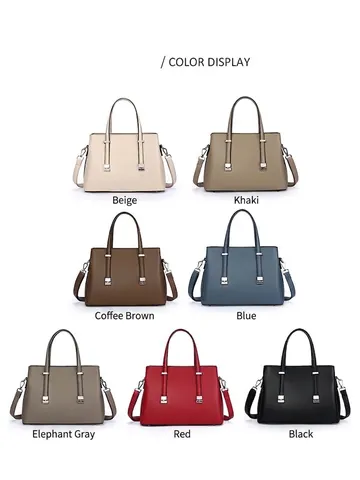 Borsa Tote da Donna in Pelle PU di Grande Capacità Borsa a Mano da Lavoro Pendolare di Fascia Alta Borsa a Tracolla a Spalla in Grana Litchi