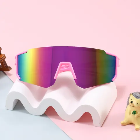 Kinder Sport Sonnenbrille UV400 Schutz PC Radsportbrille Für Kinder Von 3-12 Jahren Einteiliges Großes Glas Spiegelbeschichtung Outdoor Eyewear