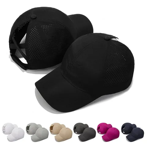 Women's Ponytail Baseball Cap Quick Dry Mesh Breathable Sun Hat Adjustable Lightweight Outdoor Running Summer Trucker Cap
