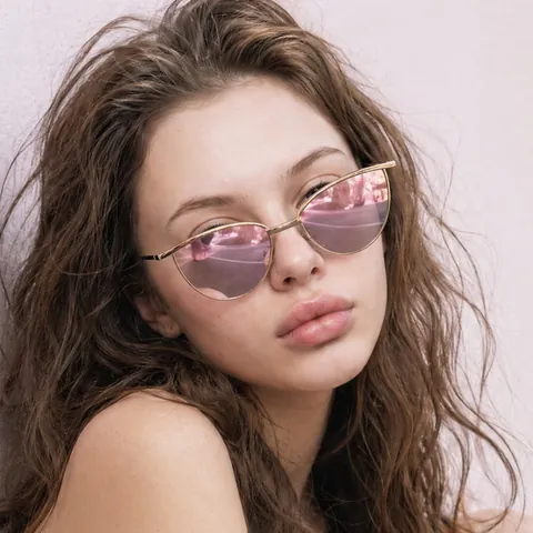 Vintage Metall Katzenauge Sonnenbrille Für Damen Herren 2024 Mode Kleiner Rahmen Transparente Ozean Gläser UV400 Retro Brillen