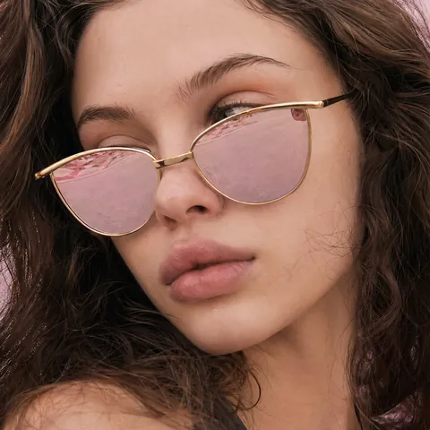 Vintage Metall Katzenauge Sonnenbrille Für Damen Herren 2024 Mode Kleiner Rahmen Transparente Ozean Gläser UV400 Retro Brillen
