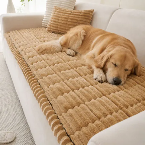 Minimalistische Ripp-Cord Dicke Warme Sofaauflage Rutschfest Einfarbig Gesteppt Couch Schutzhülle Home Decor