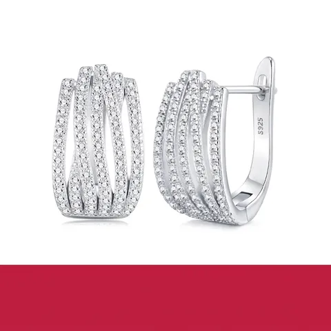 Luxe S925 Sterling Zilver Moissaniet Oorringen Voor Vrouwen Minimalistisch Meerrijig Pave Moissaniet U-Vorm Sieraden Cadeau