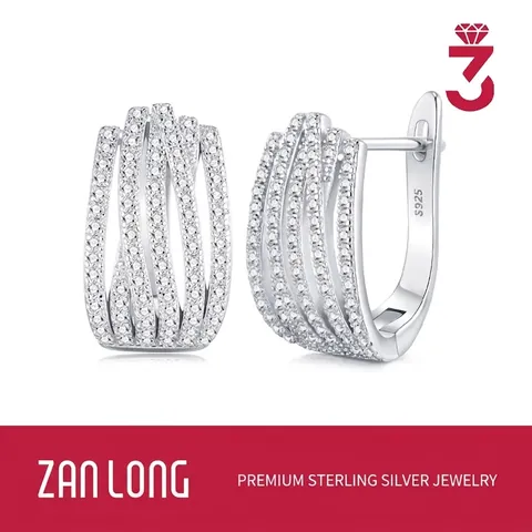Luxus S925 Sterlingsilber Moissanit Creolen Für Damen Minimalistisch Mehrreihig Pave Moissanit U-Form Schmuck Geschenk