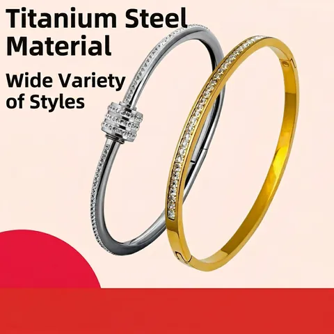 Bracciale Rigido in Acciaio Inossidabile con Strass da Donna Design a Vita Cilindrica con Strass a Fila Incastonati Gioielli di Moda