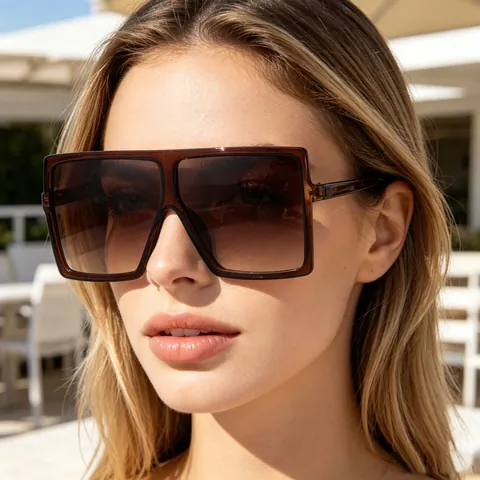 Gafas De Sol Cuadradas Grandes Protección UV400 Montura PC Vintage Retro Moda Viaje Exterior Mujeres