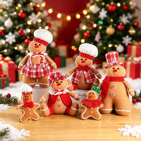 Giocattolo Peluche Omino Pan Di Zenzero Natale Ornamento Tessuto Coppia Pan Di Zenzero Decorazione Festa